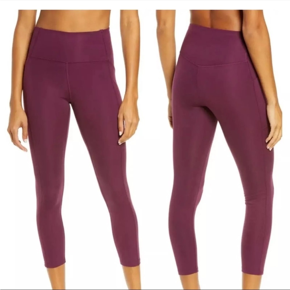 girlfriend collective Plum High-Rise Cropped Leggings